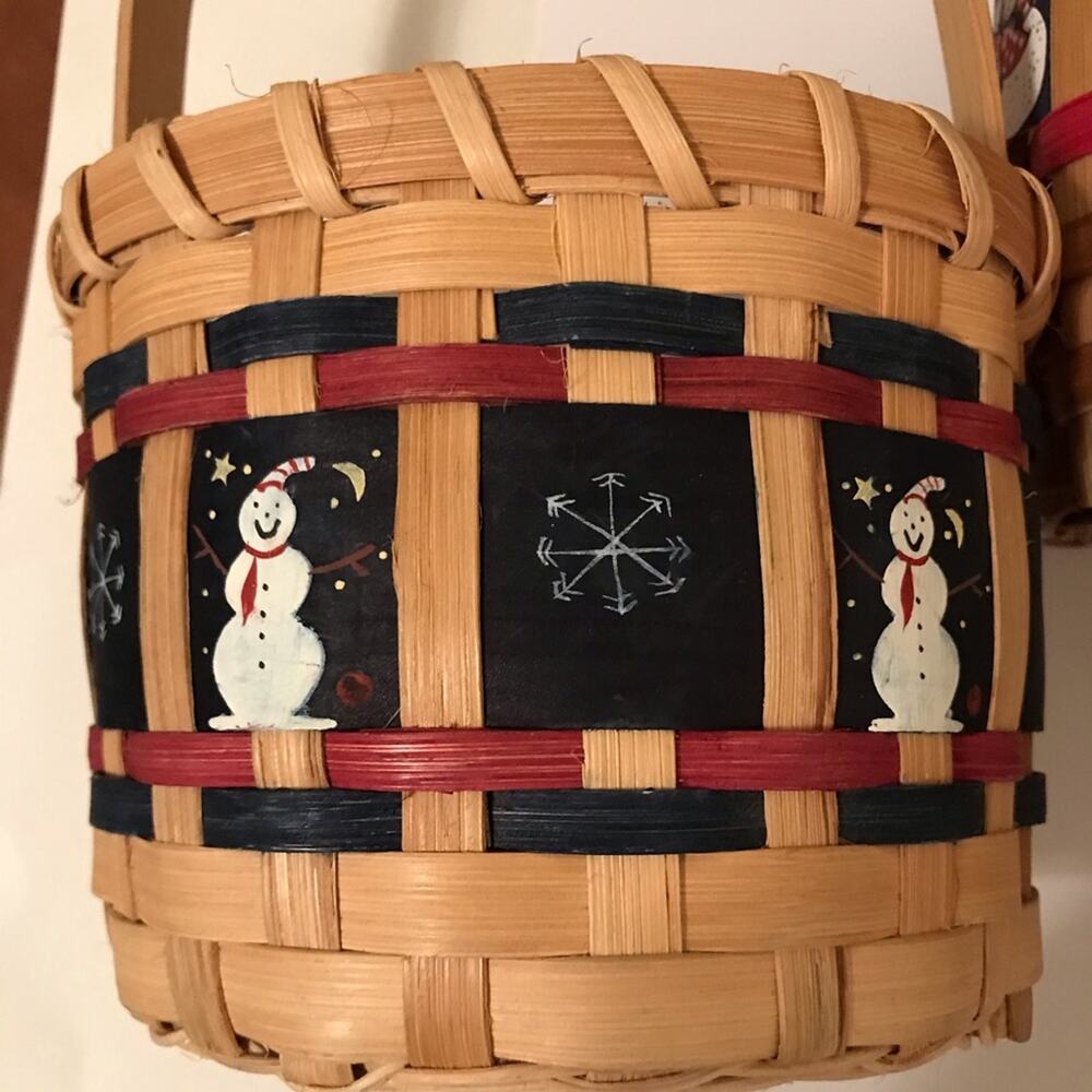 Wicker Baskets Set of 3 Winter Holiday Christmas - Picture 3 of 11